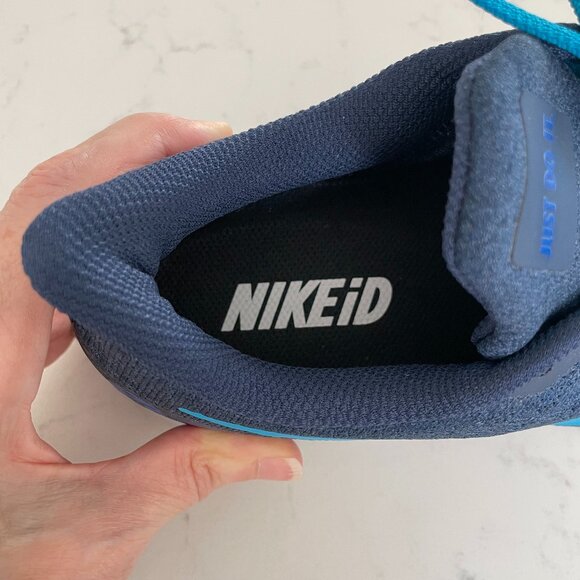Nike By You Custom Shoes Mesh Lace Up Running Sneakers Denim Blue Turquoise 9.5 - Picture 9 of 11